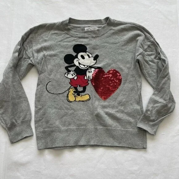 Gap Disney Girls Gray Mickey Mouse Sweater Size 8 - Picture 2 of 6